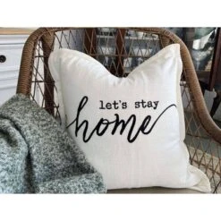 20"x20" Oversize 'Let's Stay At Home' Family-Friendly Square Throw Pillow Cover White - Lush Décor -Decor Haven Shop GUEST 7118b001 fdf6 4dfa b097 9c01afc851a6