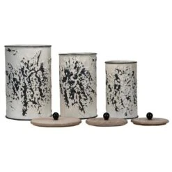 Set Of 3 Cream And Gray Floral Metal Decorative Storage Canisters - Foreside Home & Garden -Decor Haven Shop GUEST 738af412 29a2 422b 86f9 6c4bca870979