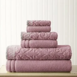 Modern Threads Damask Jacquard 6 Piece Towel Set With Embellished Border. -Decor Haven Shop GUEST 74e50887 75e1 4767 a574 dbd223b8df8f