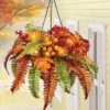 Collections Etc Artificial LED Fall Fern Mixed Hanging Basket 19 X 19 X 20 Orange -Decor Haven Shop GUEST 76197fe2 26a9 4972 a011 778a7b9cf39a