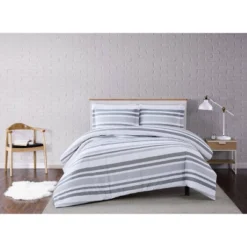 Curtis Stripe Duvet Cover Set White/Gray - Truly Soft -Decor Haven Shop GUEST 797f995a 9978 498c 8bb4 1287fbb68714