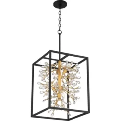 Possini Euro Design Carrine Black Gold Pendant Chandelier 15 1/4" Wide Modern Clear Crystal 4-Light Fixture For Dining Room House Foyer Kitchen Island -Decor Haven Shop GUEST 7a793c5e 6f0a 4ce8 8858 e6f4b4f4816d