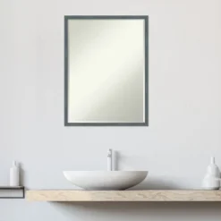 Amanti Art Dixie Blue Grey Rustic Narrow Petite Bevel Wood Bathroom Wall Mirror 25 X 19 In. -Decor Haven Shop GUEST 7ae90617 c2aa 474c bf4b d0eed703f2b7