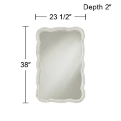 Noble Park Nellie Scallop Edge Rectangular Vanity Decorative Wall Mirror Country Cottage Distressed White Frame 23 1/2" Wide For Bathroom Home Office -Decor Haven Shop GUEST 7d1e0b2b a521 467d bfe3 286805aac296