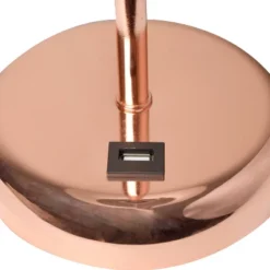 19.5" Bedside USB Port Feature Metal Table Desk Lamp Rose Gold With White Fabric Shade - Creekwood Home -Decor Haven Shop GUEST 7d919407 e692 445a aa23 d5b9c0a9968e