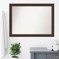 43" X 32" Non-Beveled Lara Wood Bathroom Wall Mirror Bronze - Amanti Art -Decor Haven Shop GUEST 7e34f8c5 9d81 4d5b 9780 f1e3b9ac1d0d