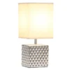 11.81" Tall Petite Hammered Square Bedside Table Desk Lamp With White Fabric Shade Silver - Simple Designs -Decor Haven Shop GUEST 7e86eaa4 4594 40c4 8ae0 693858fb0579