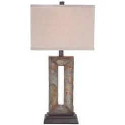 Franklin Iron Works Tahoe Rustic Table Lamp 26" High Natural Stale Rectangular Box Shade For Bedroom Living Room Bedside Nightstand Office Kids House -Decor Haven Shop GUEST 7e9c636b 72c7 4979 87f1 55e7367e89c7