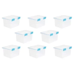 Sterilite 32 Quart Stackable Clear Plastic Storage Tote Container With Blue Gasket Latching Lid For Home And Office Organization, Clear -Decor Haven Shop GUEST 7ec27af3 23b9 4d45 8a87 62318e859ff7