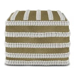 Jericho Square Woven PET Polyester Pouf Natural/White - WyndenHall -Decor Haven Shop GUEST 7ee9290b 7f7b 45d9 80a2 4e6b119724d5