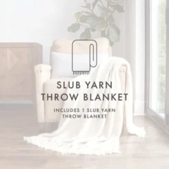 Slub-Yarn Throw Blanket With Fringe Trim 50" X 60" - Becky Cameron -Decor Haven Shop GUEST 7f342073 3b7e 4e69 bce3 9e44bafa3f14