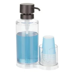 MDesign Modern Plastic Mouthwash Pump Caddy And Disposable Cup Holder -Decor Haven Shop GUEST 81189e34 c273 4231 8d8b 62d60f5fe355