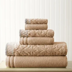 Modern Threads Damask Jacquard 6 Piece Towel Set With Embellished Border. -Decor Haven Shop GUEST 82bbead6 c58c 4f29 861c 643e2de84b46