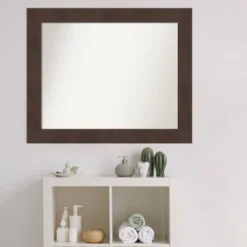 33" X 27" Non-Beveled Wildwood Brown Bathroom Wall Mirror - Amanti Art -Decor Haven Shop GUEST 835378aa 7db7 4ea8 8385 71370641a2e4