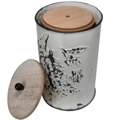 Set Of 3 Cream And Gray Floral Metal Decorative Storage Canisters - Foreside Home & Garden -Decor Haven Shop GUEST 837173fa b544 4ec5 a26f 4441d869ff49