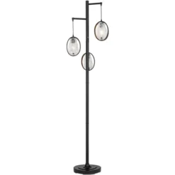 Uttermost Modern Industrial Floor Lamp 73 1/2" Tall Matte Black 3-Light Marbleized Glass Drop Shade For Living Room Reading Family Bedroom Office Home -Decor Haven Shop GUEST 84aa9671 4074 431d 9167 f6fcba32dae1