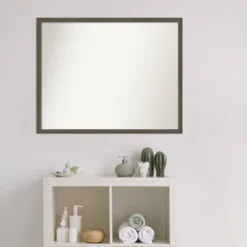 30" X 24" Non-Beveled Svelte Clay Gray Wood Bathroom Wall Mirror - Amanti Art -Decor Haven Shop GUEST 854e15b0 cc07 4207 8f5a 44fedaf13c5c