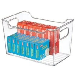 MDesign Large Plastic Home Office Desk Storage Organizer Bin, 4 Pack - Clear -Decor Haven Shop GUEST 85535018 4d7b 4d31 83de 1a7ca5dd699c