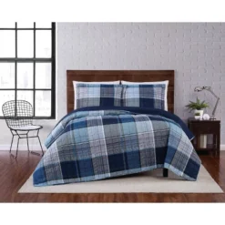 Trey Plaid Quilt Set Navy - Truly Soft -Decor Haven Shop GUEST 8673cdd5 e383 4a1f 8fcf 8695a3de42d7