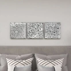 Metal Floral Wall Decor With Embossed Designs Set Of 3 Gray - Olivia & May -Decor Haven Shop GUEST 8692fd25 233f 4198 bb4a e069a379b617