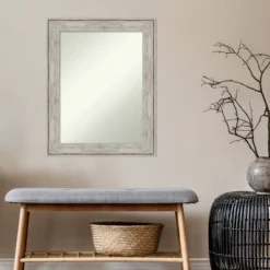 23" X 29" Non-Beveled Crackled Bathroom Wall Mirror Metallic Silver - Amanti Art -Decor Haven Shop GUEST 86b3b67b 8a1f 4bd2 8f11 bea7b2c2edea