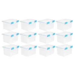 Sterilite 32 Quart Stackable Clear Plastic Storage Tote Container With Blue Gasket Latching Lid For Home And Office Organization, Clear -Decor Haven Shop GUEST 86d65f11 c29c 42f0 a90c 16e78987ba85