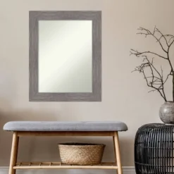 24" X 30" Non-Beveled Pinstripe Plank Gray Bathroom Wall Mirror - Amanti Art -Decor Haven Shop GUEST 88e98f21 9073 48d1 84de 6501e7a85a32