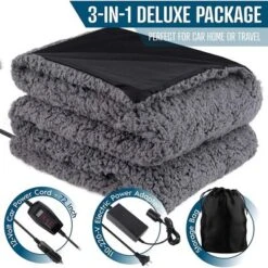 Zone Tech Faux Shearling Fleece Travel Blanket ,Grey Soft Plush Warm Comfortable Car Seat 59"x43” Blanket, Great For Winter, Home, Office And Camping -Decor Haven Shop GUEST 89382f8e 45df 425b b628 7767fbf0466d