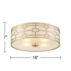 Stiffel Modern Art Deco Ceiling Light Flush Mount Fixture Gold 18" Wide Open Grid Fabric Drum Shade Bedroom Kitchen -Decor Haven Shop GUEST 8945853b 9ee4 4be0 bb6c 0ad0db490c4a