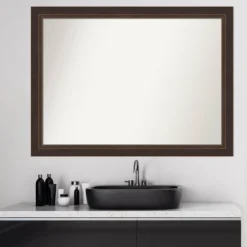 43" X 32" Non-Beveled Lara Wood Bathroom Wall Mirror Bronze - Amanti Art -Decor Haven Shop GUEST 896f1ebd c96c 4d65 8035 474204dc02a7