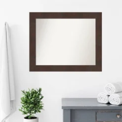 33" X 27" Non-Beveled Wildwood Brown Bathroom Wall Mirror - Amanti Art -Decor Haven Shop GUEST 8b4a973f 6ad5 4ab4 9c2b f2b4b0e372ef