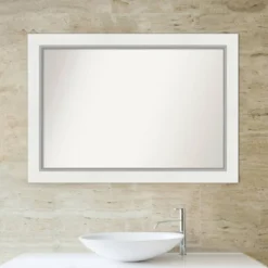 42" X 30" Non-Beveled Eva Bathroom Wall Mirror White - Amanti Art -Decor Haven Shop GUEST 8bf0ee0a 8ac0 4691 8dd8 a982e5a5efd5