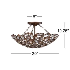 Franklin Iron Works Viera Rustic Ceiling Light Semi Flush Mount Fixture 20" Wide Bronze 3-Light Clear Cut Crystal Mosaic Bowl For Bedroom Living Room -Decor Haven Shop GUEST 8fad415e 7ee0 405f 8357 147df4454cde