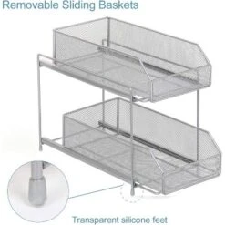 NEX 2 Tier Sliding Wired Basket Drawer Organizer Silver -Decor Haven Shop GUEST 9114889b 3908 4d0f b5a2 71a701586ebf