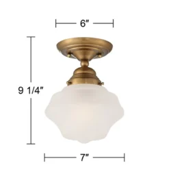 Regency Hill Schoolhouse Floating Modern Farmhouse Ceiling Light Semi Flush Mount Fixture 7" Wide Brass White Glass Shade For Bedroom Living Room Home -Decor Haven Shop GUEST 91671581 8163 40e5 bfb7 4d9769b967ca