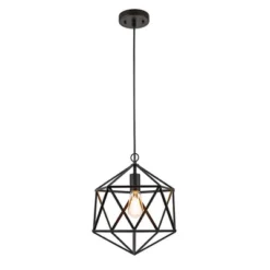 12.5" Metal Geometric Open Cage Mini Pendant Black - Cresswell Lighting -Decor Haven Shop GUEST 91c25e46 9769 44ea a412 6f0aeccfdf02