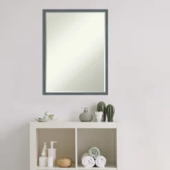 Amanti Art Dixie Blue Grey Rustic Narrow Petite Bevel Wood Bathroom Wall Mirror 25 X 19 In. -Decor Haven Shop GUEST 92af35fc c4a7 48a4 9134 ad044355a773