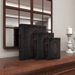 Vintage Reflections Rustic Wood-Style MDF And Synthetic Leather Book Box Set 3ct - Olivia & May -Decor Haven Shop GUEST 92d0cc33 fede 47a7 9154 602257d79a58