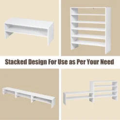 Tangkula 2-tier Stackable Shoe Rack 31" Width Organizer Shelf Set Of 3 White/Tan -Decor Haven Shop GUEST 93349199 054e 4b93 8d12 49b3ece4030a