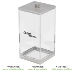 MDesign Square Apothecary Storage Jar With Labels For Bathroom -Decor Haven Shop GUEST 935b8159 0f63 4a2c 8999 a280ca6fe55e