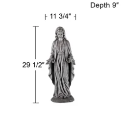 John Timberland Virgin Mary Statue Sculpture Decor Outdoor Garden Front Porch Patio Yard Outside Home Balcony Gray Stone Finish Ceramic 29" Tall -Decor Haven Shop GUEST 95b768a8 0f00 4eb8 abd3 8cd6604c40bb