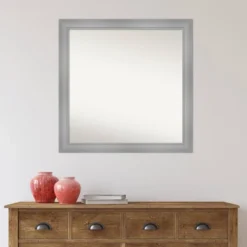 30" X 30" Non-Beveled Flair Bathroom Wall Mirror Polished Nickel - Amanti Art -Decor Haven Shop GUEST 965675aa c294 4baa bd42 b4eff1b5b3d1