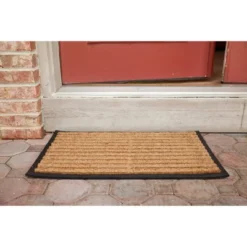 1'5" X 2'5" Striped Indoor/Outdoor Recycled Rubber/Coir Doormat Natural/Black - Entryways -Decor Haven Shop GUEST 98c77ac9 05a4 4de0 9c6b 5fde5e170c81