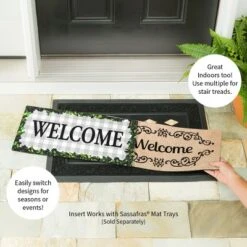 Evergreen Boxwood Framed Plaid Sassafras Indoor Outdoor Switch Doormat 10 X 22 Gray -Decor Haven Shop GUEST 999dba46 ff95 4fe5 8160 8096c69648fe