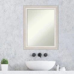 23" X 29" Non-Beveled Trio White Wash Silver Bathroom Wall Mirror - Amanti Art -Decor Haven Shop GUEST 9a351176 b467 4ce6 93da 8b3a4a8c52e6