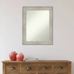 23" X 29" Non-Beveled Crackled Bathroom Wall Mirror Metallic Silver - Amanti Art -Decor Haven Shop GUEST 9a643e20 410c 49af b286 f62fe81a4ed0