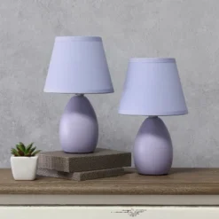 9.45" 2pk Petite Ceramic Oblong Bedside Table Desk Lamps With Matching Tapered Drum Shade Purple - Creekwood Home -Decor Haven Shop GUEST 9a6ea7d9 0131 47bc bf81 77684c1e7fe9