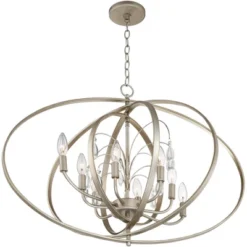 Possini Euro Design Tiller Champagne Satin Silver Pendant Chandelier 31 1/2" Wide Modern Open Orb Frame 8-Light Fixture For Dining Room Kitchen Island -Decor Haven Shop GUEST 9d5b4c51 6b5a 4c0b b666 fe134fd23059