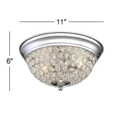 Possini Euro Design Faith Modern Ceiling Light Flush Mount Fixtures 11" Wide Set Of 2 Chrome 2-Light Crystal For Bedroom Kitchen Living Room Hallway -Decor Haven Shop GUEST 9e60bc97 1b08 4f00 97c0 da352123f71d