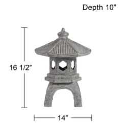 John Timberland Pagoda Statue Sculpture Garden Decor Indoor Outdoor Front Porch Patio Yard Outside Home Balcony Old Faux Stone Finish 16 1/2" Tall -Decor Haven Shop GUEST 9ec803a3 e9e6 4196 926f db9f31e660fd